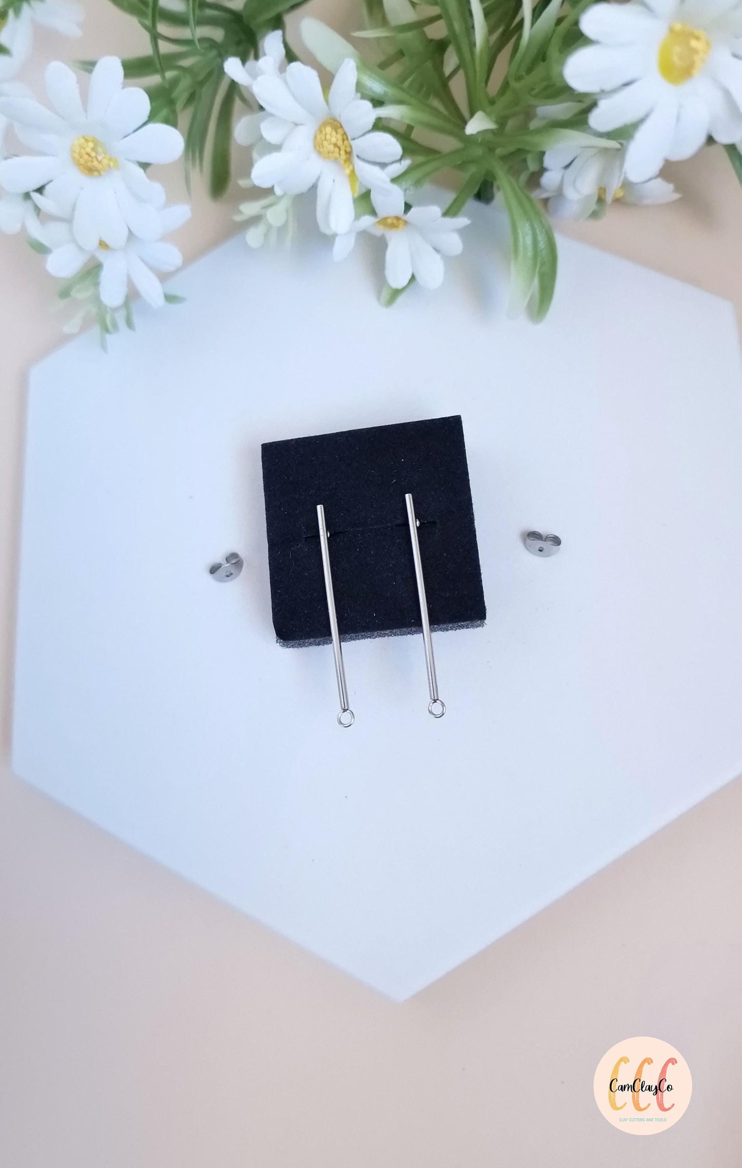 Boucles d'oreilles longues barres en acier inoxydable pour la fabrication de bijoux, doré et argenté - 2 pièces