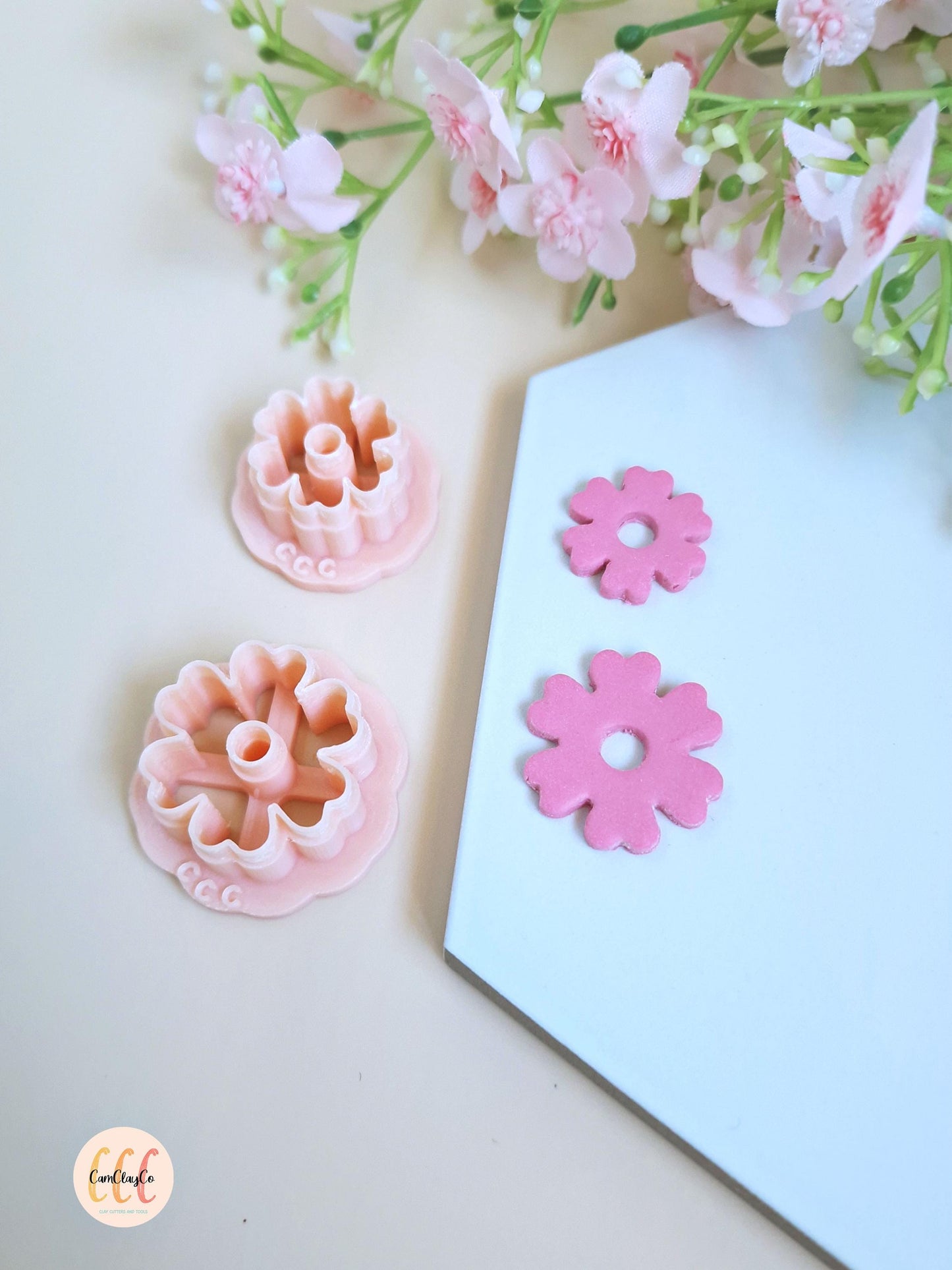 Emporte-pièces 3D fleurs 6 pétales doubles pour la fabrication de bijoux en argile polymère, créoles interchangeables