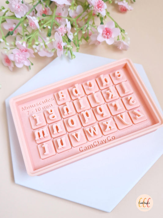 Tampons 3D alphabet pour la fabrication de bijoux en argile polymère - Minuscules 7-10 mm