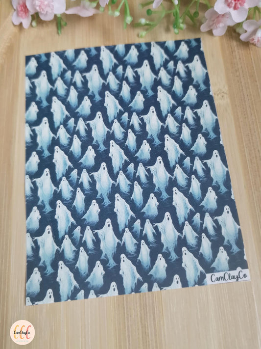 Feuille de transfert soluble à l'eau pour la fabrication de bijoux en argile polymère - Fantômes 01