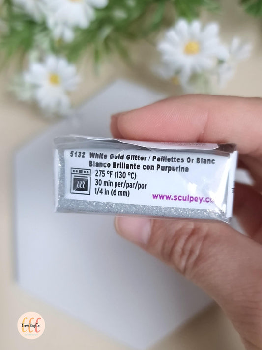 Argile polymère Sculpey Premo - White Gold Glitter
