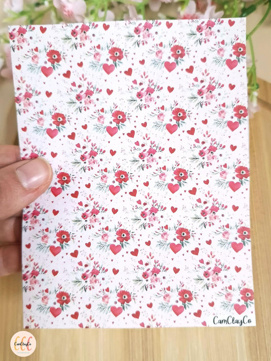 Feuille de transfert soluble à l'eau pour la fabrication de bijoux en argile polymère, Saint-Valentin - VD013