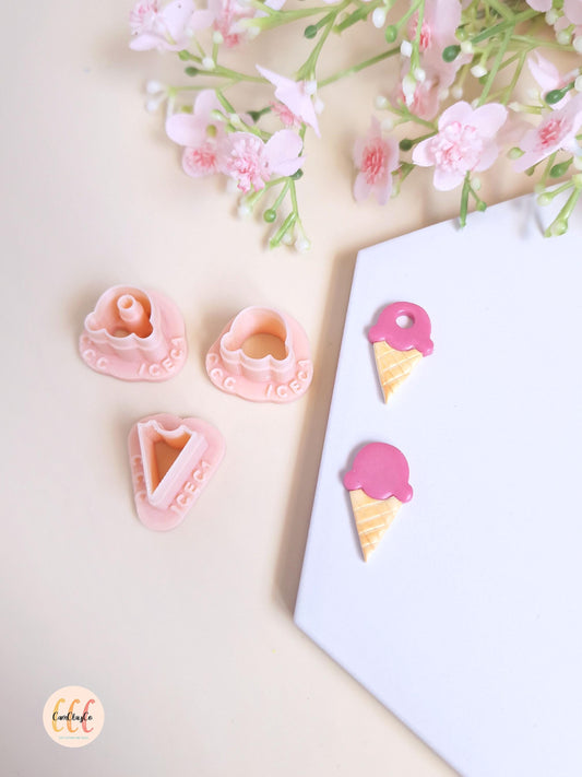 3D Ice Cream Cookie Cutters for Polymer Clay Jewelry Making, Interchangeable Hoop Earrings, Tassels
