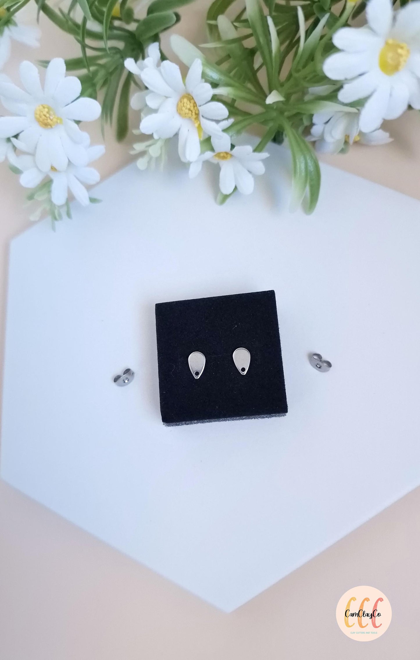 Boucles d'oreilles petites gouttes en acier inoxydable pour la fabrication de bijoux, doré et argenté - 2 pièces