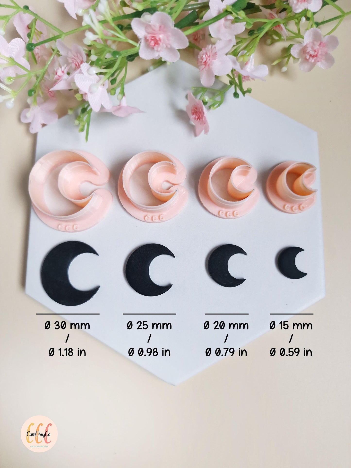 3D Half Moon Cookie Cutters for Polymer Clay Jewelry Making
