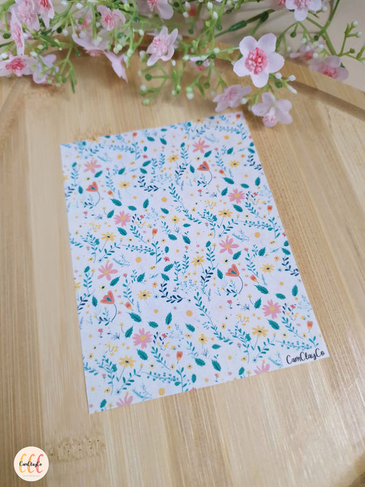 Feuille de transfert soluble à l'eau pour la fabrication de bijoux en argile polymère - Wild Flower 03