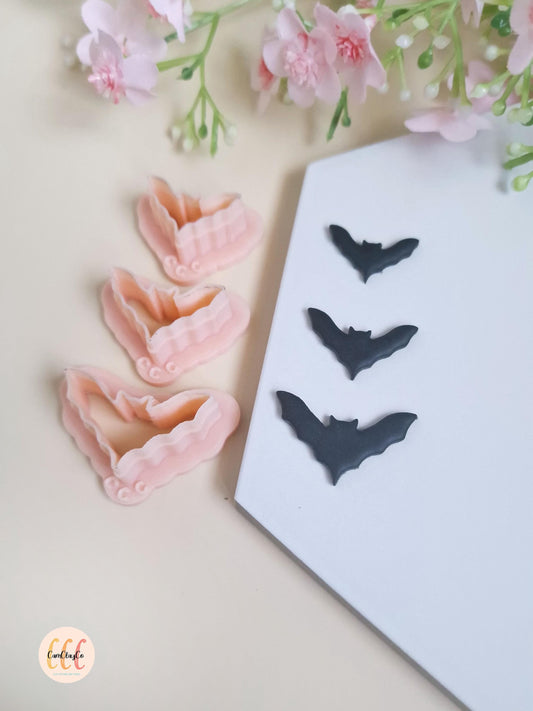 Emporte-pièces 3D en forme de chauve-souris de 3 tailles différentes pour la fabrication de bijoux en argile polymère