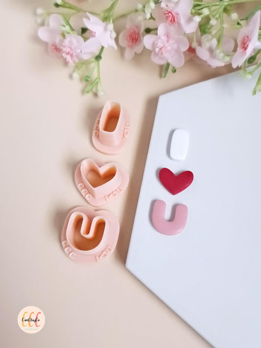 Set d'emporte-pièces 3D I LOVE U pour la fabrication de bijoux en argile polymère
