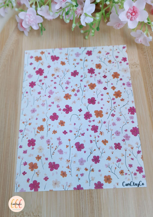 Feuille de transfert soluble à l'eau pour la fabrication de bijoux en argile polymère - Spring Flowers 026