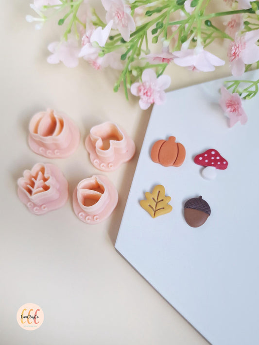 Emporte-pièces 3D en forme de champignon, feuille, gland et citrouille pour la fabrication de bijoux en argile polymère