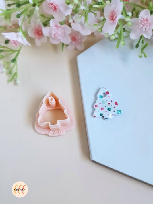 Emporte-pièce 3D sapin avec trou pour la fabrication de bijoux en argile polymère, créoles interchangeables, pampilles - Sapin pampille