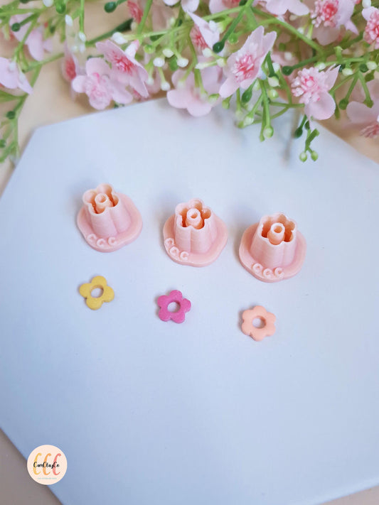 Emporte-pièces 3D en forme de fleurs donuts 10 mm pour la fabrication de bijoux en argile polymère, créoles interchangeables, pampilles