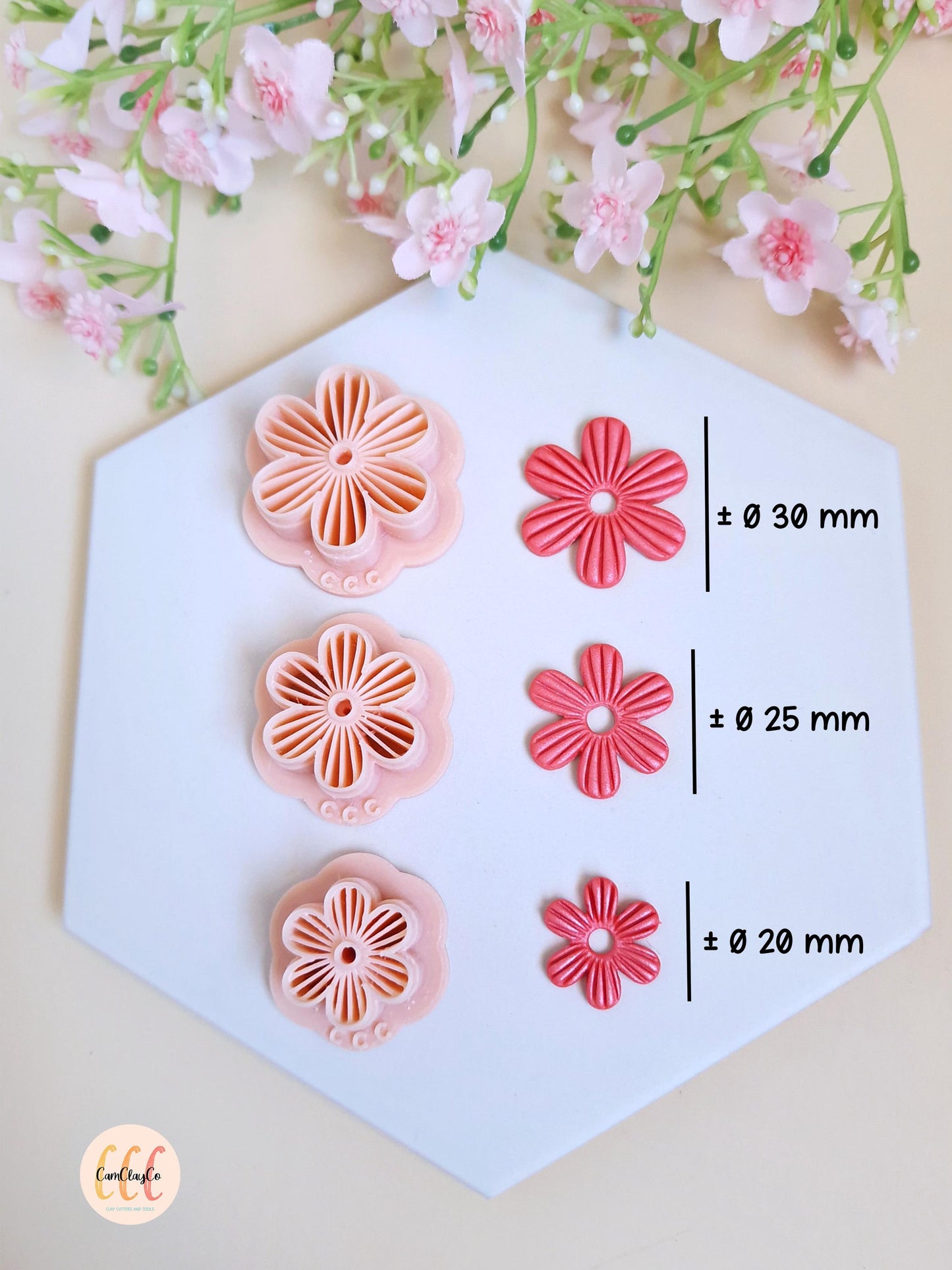 Emporte-pièces 3D fleurs striées 6 pétales pour la fabrication de bijoux en argile polymère, créoles interchangeables