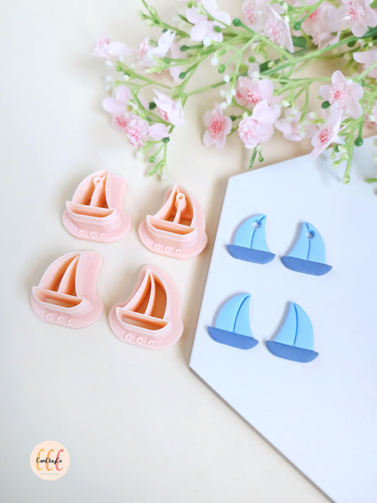 Emporte-pièce 3D forme de bateau voilier pour la fabrication de bijoux en argile polymère, créoles interchangeables, pampilles