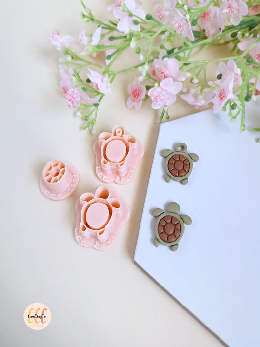 Emporte-pièce 3D forme de tortue avec sa carapace pour la fabrication de bijoux en argile polymère, créoles interchangeables, pampilles