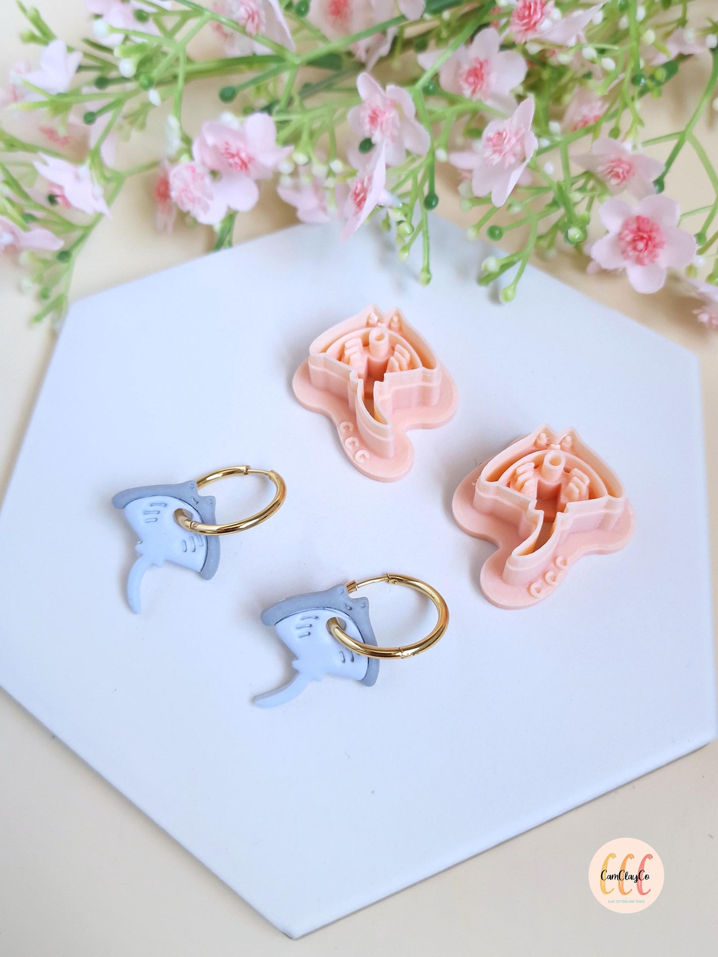 Emporte-pièce 3D forme de raie pour la fabrication de bijoux en argile polymère, créoles interchangeables, pampilles