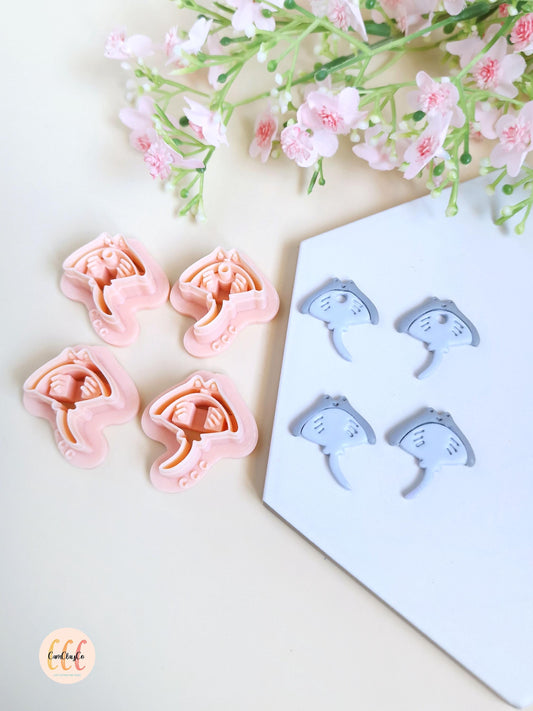 Emporte-pièce 3D forme de raie pour la fabrication de bijoux en argile polymère, créoles interchangeables, pampilles