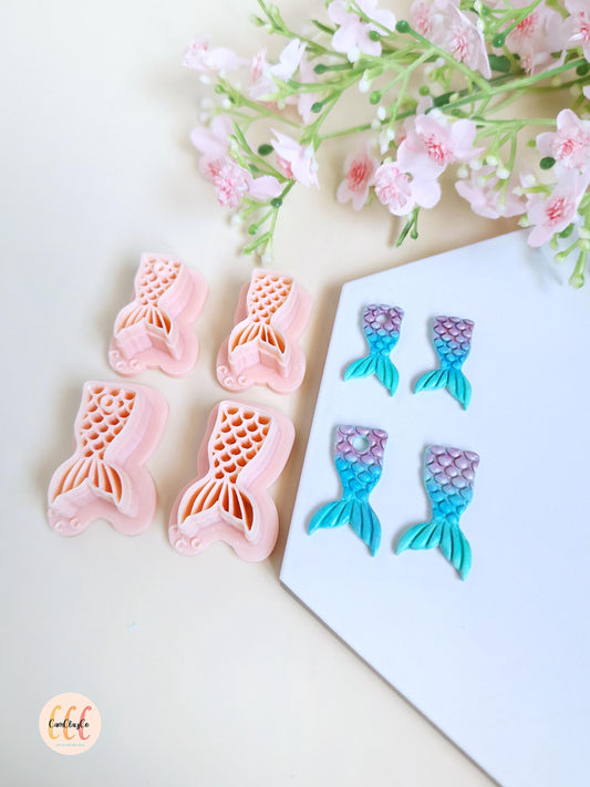 Emporte-pièces 3D forme de queues de sirène pour la fabrication de bijoux en argile polymère, créoles interchangeables, pampilles