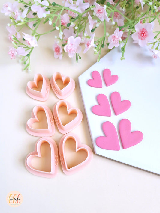 Emporte-pièces 3D en forme de cœurs asymétriques pour la fabrication de bijoux en argile polymère, créoles interchangeables, pampilles