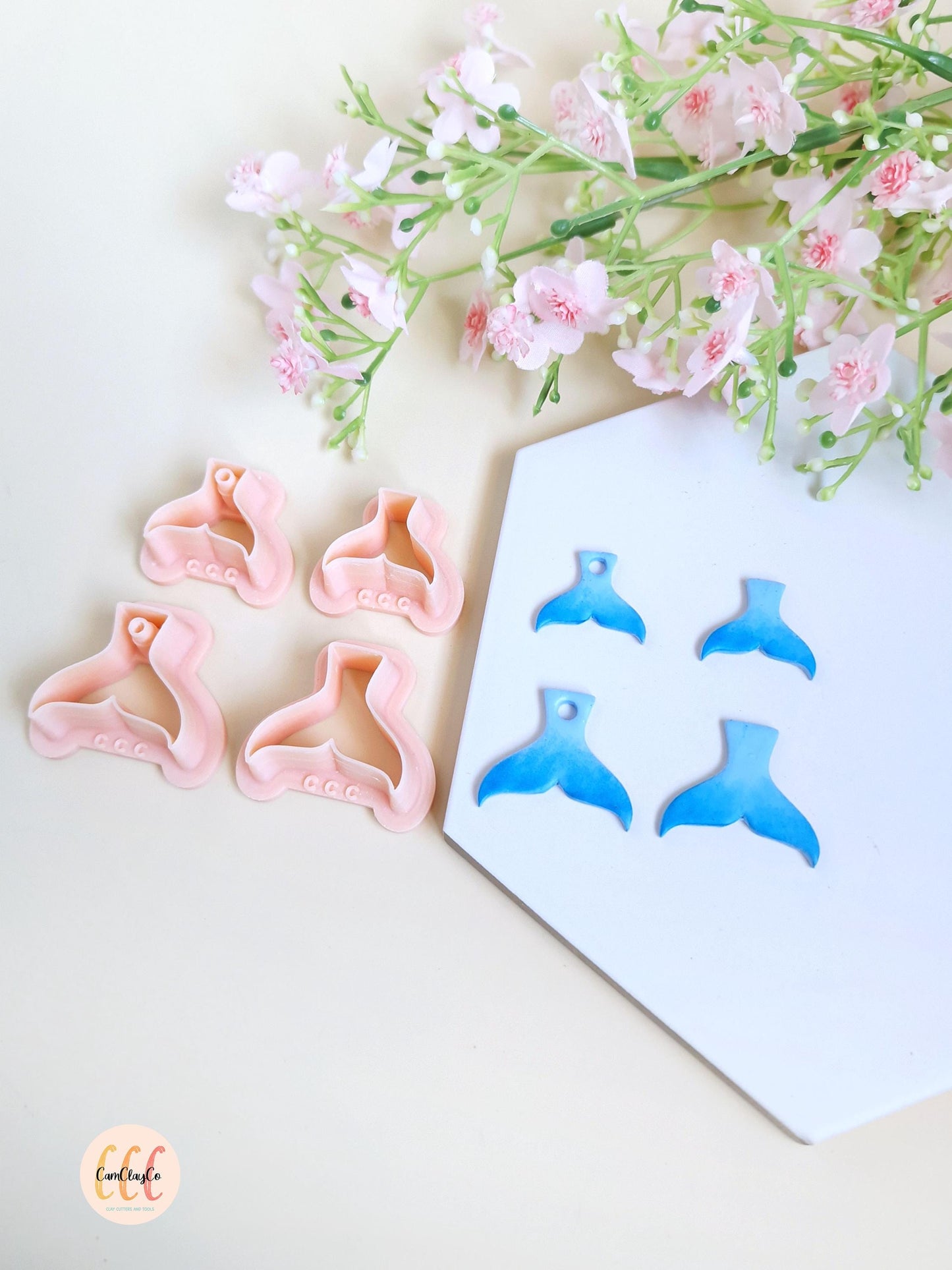 Emporte-pièces 3D forme de queues de baleine pour la fabrication de bijoux en argile polymère, créoles interchangeables, pampilles