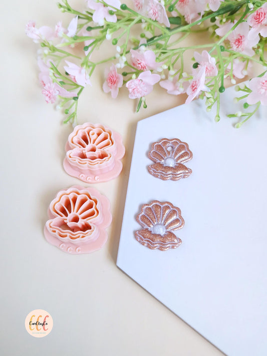 Emporte-pièce 3D forme de coquillage avec perle pour la fabrication de bijoux en argile polymère, créoles interchangeables, pampilles