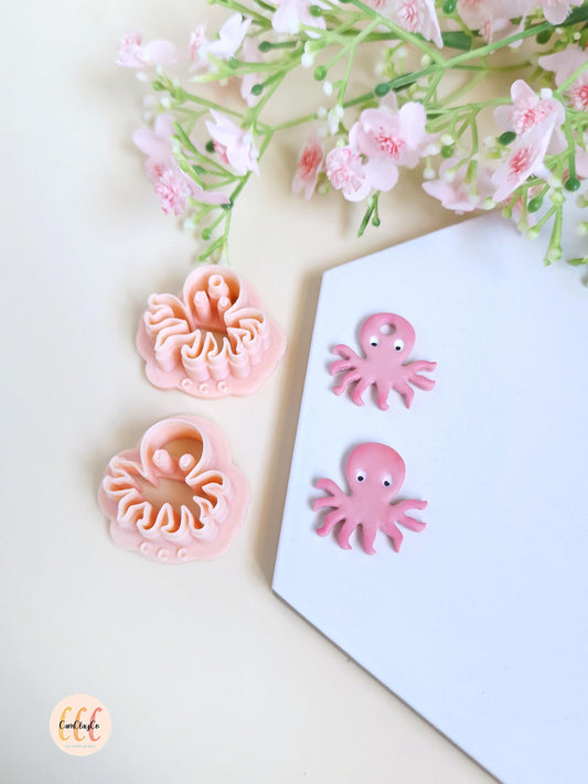 Emporte-pièce 3D forme de pieuvre pour la fabrication de bijoux en argile polymère, créoles interchangeables, pampilles