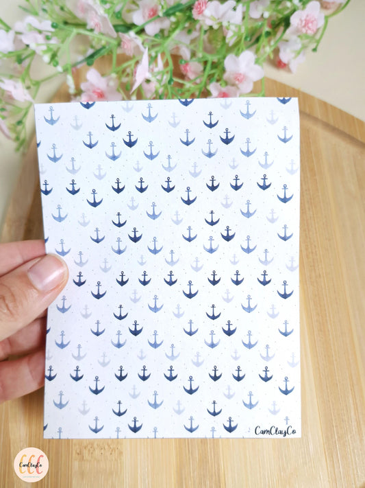 Feuille de transfert soluble à l'eau pour la fabrication de bijoux en argile polymère - Ancres 01