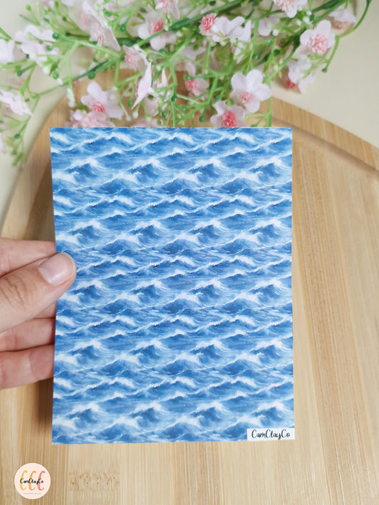 Feuille de transfert soluble à l'eau pour la fabrication de bijoux en argile polymère - Sea 01