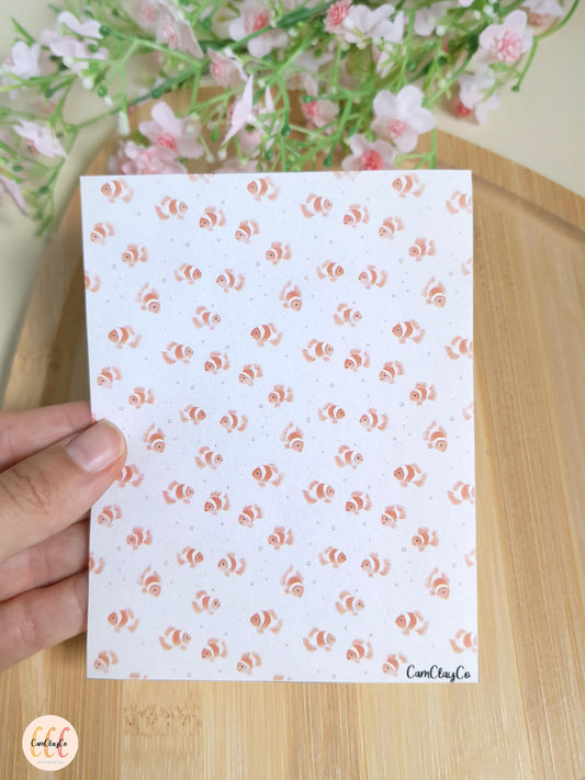 Feuille de transfert soluble à l'eau pour la fabrication de bijoux en argile polymère - Poissons rouges 01