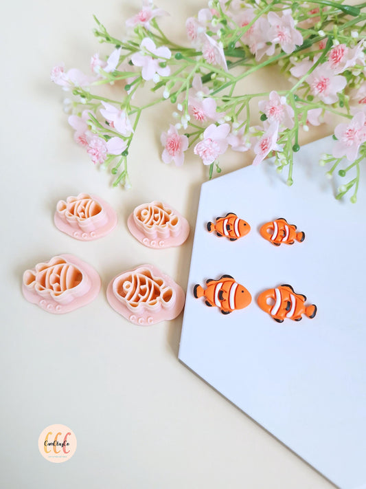 Emporte-pièces 3D forme de poissons clowns pour la fabrication de bijoux en argile polymère, créoles interchangeables, pampilles