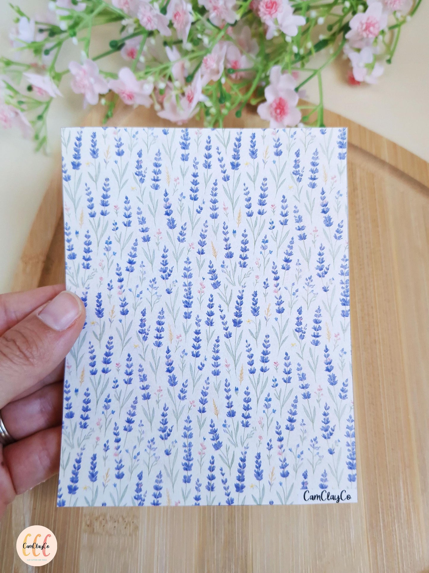 Feuille de transfert soluble à l'eau pour la fabrication de bijoux en argile polymère - Lavande 02