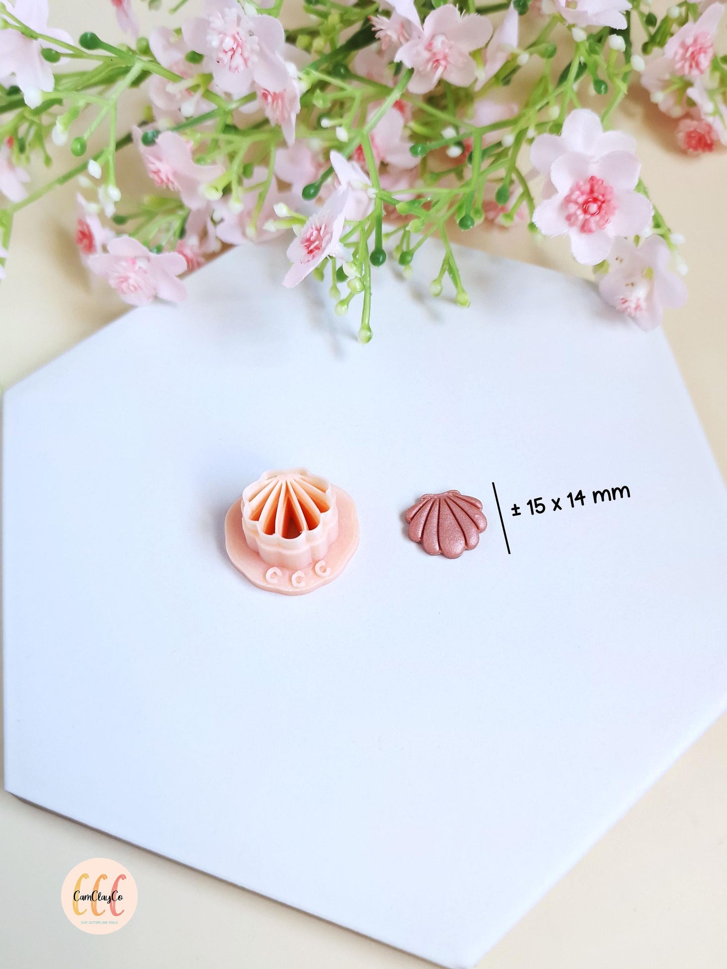 Emporte-pièce 3D en forme de petit coquillage de 15 mm pour la fabrication de bijoux en argile polymère