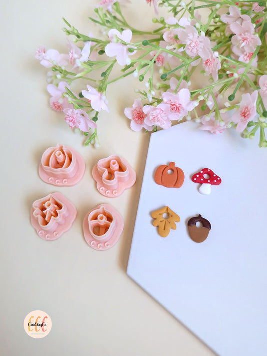 Emporte-pièces en forme de petite citrouille, feuille, gland et champignon pour la fabrication de bijoux en argile polymère, pampilles