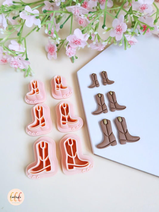 Emporte-pièces 3D bottes de cowboy pour la fabrication de bijoux en argile polymère, créoles interchangeables, pampilles - Texas collection