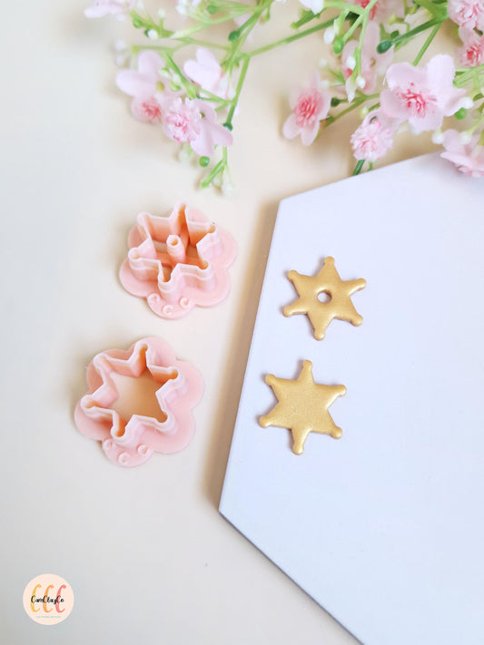 Emporte-pièces 3D étoile de shérif pour la fabrication de bijoux en argile polymère, créoles interchangeables, pampilles - Texas collection