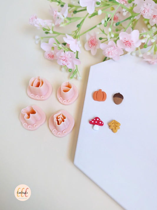 Emporte-pièces 3D en forme de minis citrouille, feuille, gland et champignon pour la fabrication de bijoux en argile polymère