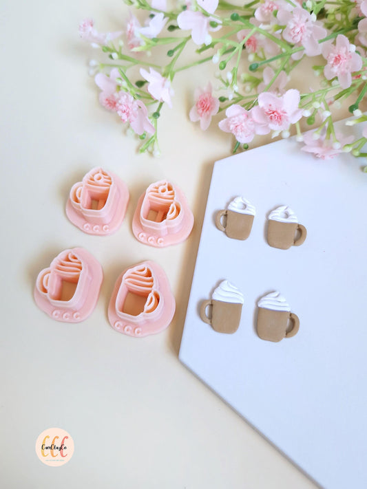 Emporte-pièces en forme de tasses à café avec crème pour la fabrication de bijoux en argile polymère, créoles interchangeables, pampilles