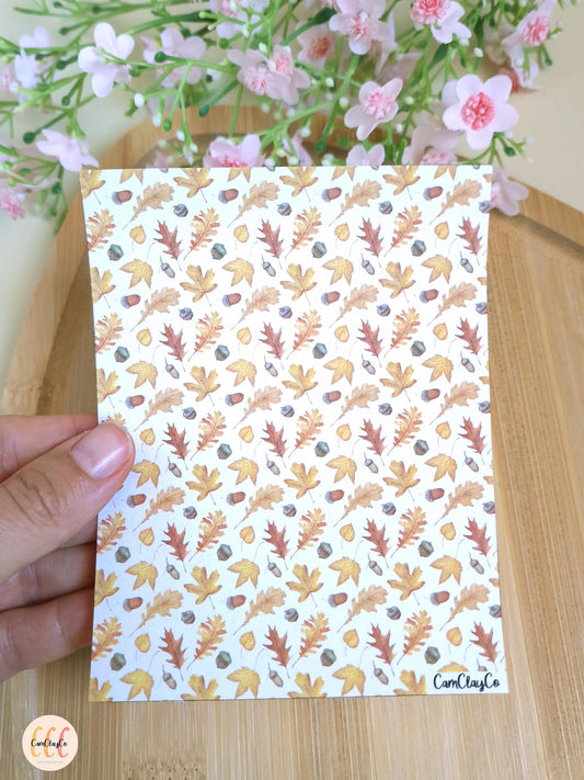 Feuille de transfert soluble à l'eau pour la fabrication de bijoux en argile polymère - Feuilles et glands