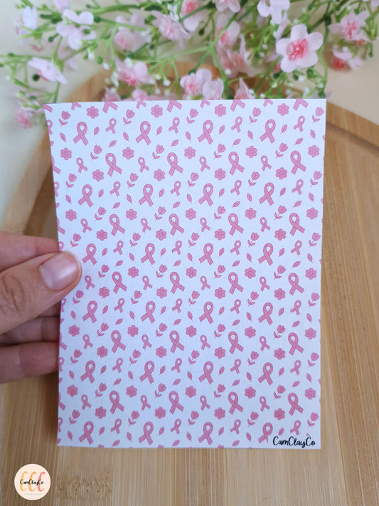 Feuille de transfert soluble à l'eau pour la fabrication de bijoux en argile polymère - Octobre rose 06