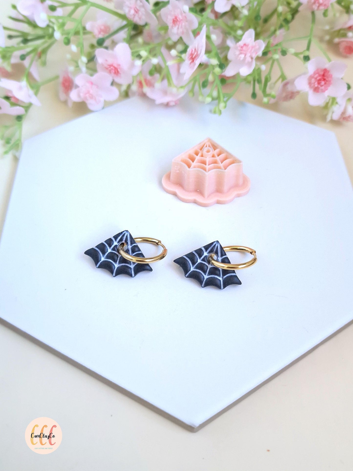 Emporte-pièces 3D en forme de toile d'araignée pour la fabrication de bijoux en argile polymère, pampilles créoles interchangeables