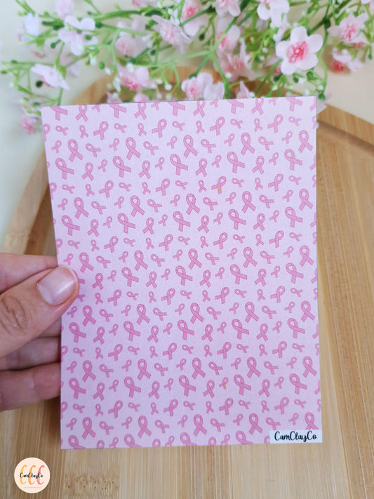 Feuille de transfert soluble à l'eau pour la fabrication de bijoux en argile polymère - Octobre rose 03