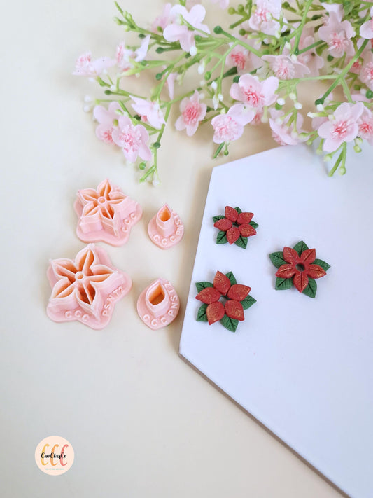 Emporte-pièces 3D Noël en forme de poinsettias pour la fabrication de bijoux en argile polymère, pampilles, créoles interchangeables