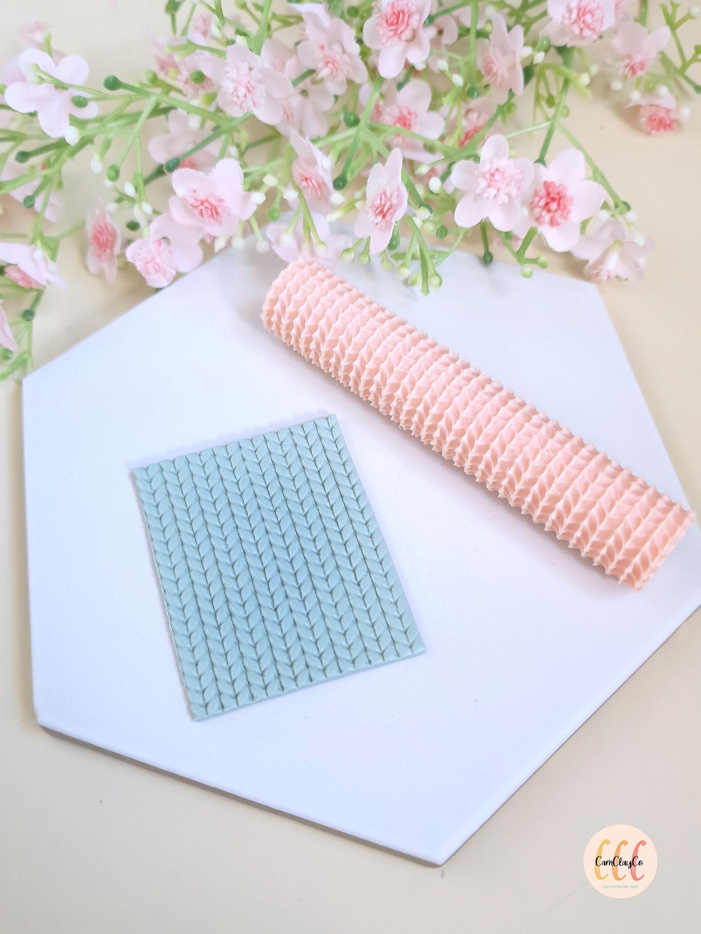 Rouleau texture 3D effet pull grosse maille pour la fabrication de bijoux en argile polymère