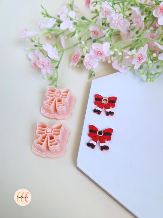 Emporte-pièces 3D en forme de nœuds de Père-Noël pour la fabrication de bijoux en argile polymère, créoles interchangeables, pampilles