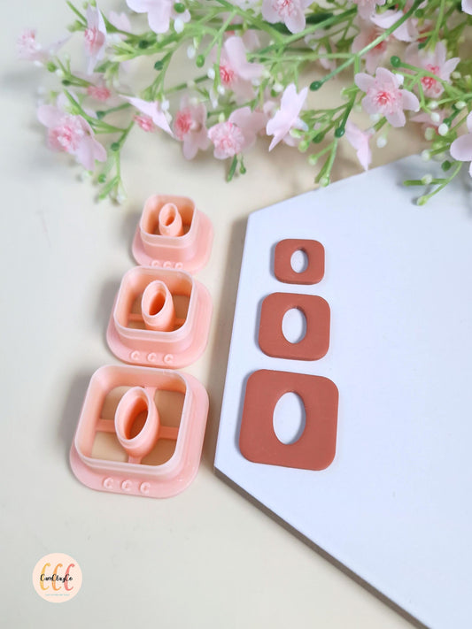 Emporte-pièces 3D carrés arrondis donuts ovales pour la fabrication de bijoux en argile polymère, pampilles créoles interchangeables