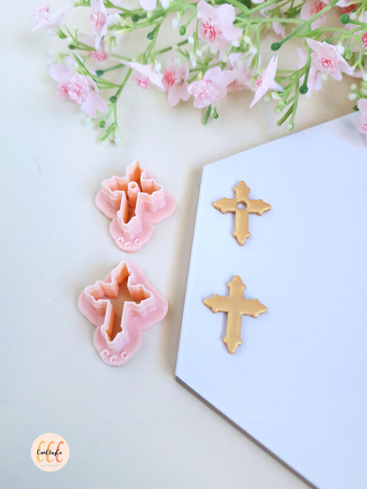 Emporte-pièces 3D en forme de croix pour la fabrication de bijoux en argile polymère, pampilles créoles interchangeables