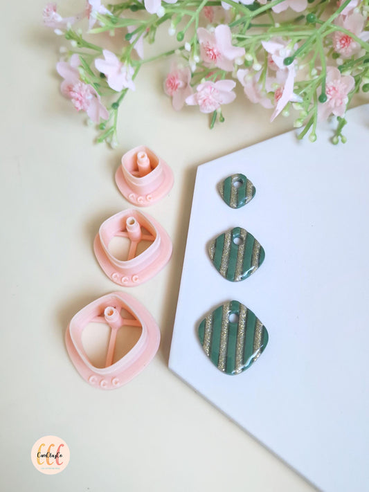 Emporte-pièces 3D en forme de losanges arrondis pour la fabrication de bijoux en argile polymère, créoles interchangeables, pampilles