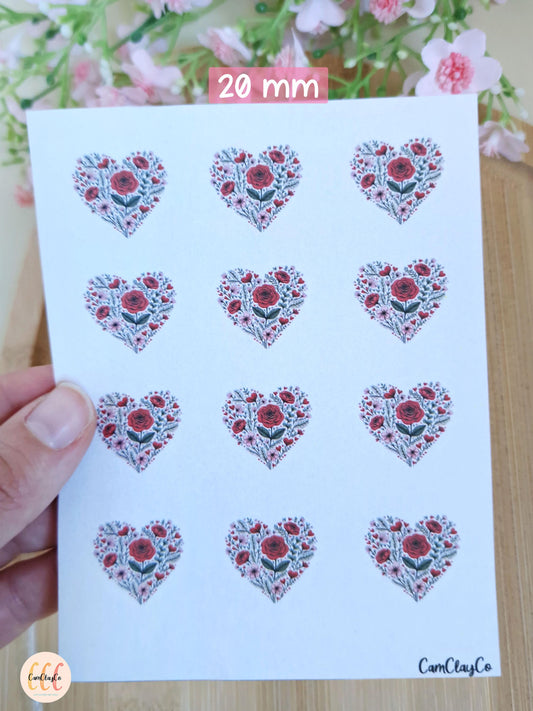 Feuille de transfert soluble à l'eau - Cœurs fleurs 03