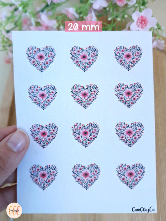 Feuille de transfert soluble à l'eau - Cœurs fleurs 04