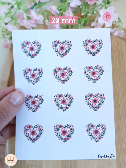 Feuille de transfert soluble à l'eau - Cœurs fleurs 05